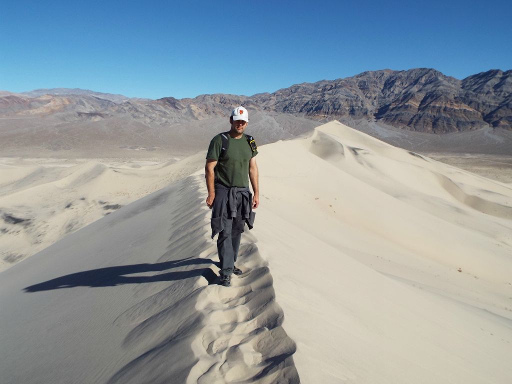 A picture of Steve with the second major summit in the background:
