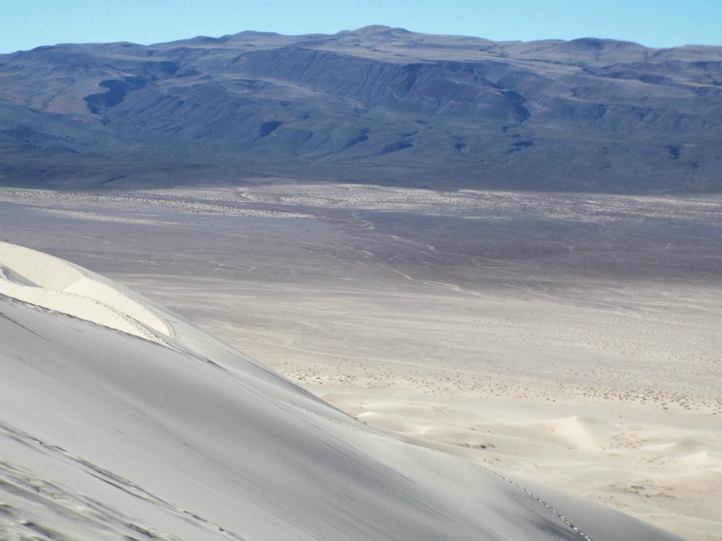 View of Eureka Peak from the summit of the Eureka Dunes: