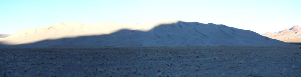 Morning sunrise panoramic of the Eureka Sand Dunes: