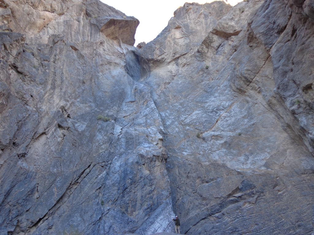 One final picture of Steve at the base of the dry fall.  All previous hiking groups that have reached this spot have assumed that getting past this major obstacle was forbidden: