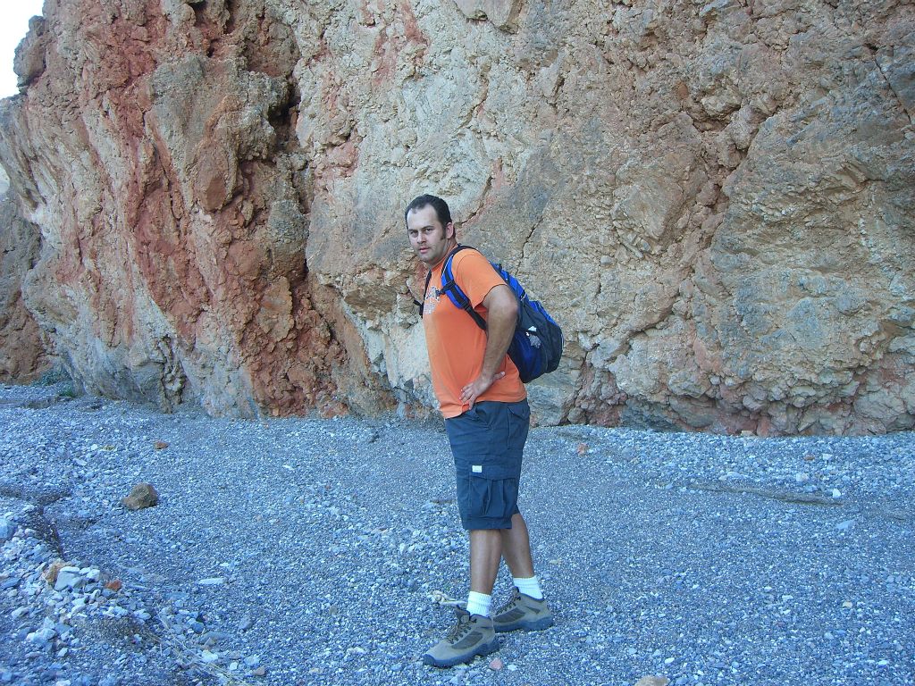 Steve hiking up the wash of early Little Bridge Canyon:
