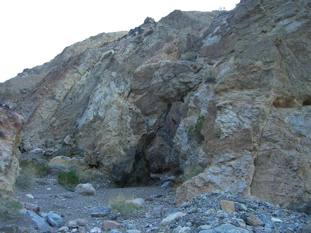 As you approach Little Bridge, it is a bit disguised within the rock of the background canyon walls.  Can you quickly spot it here?: