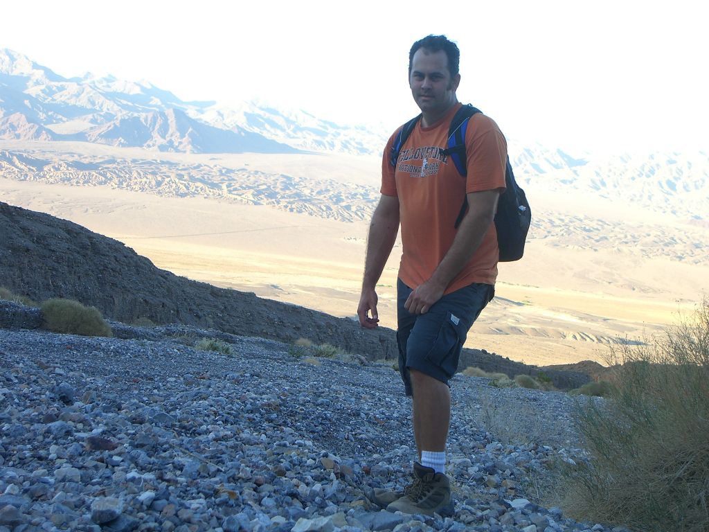 Hiking back out the steep wash outside of Little Bridge Canyon: