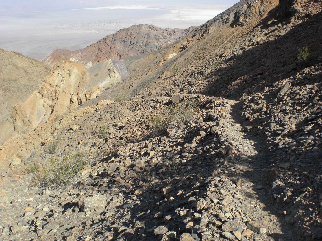 Heading down the Mosaic Rim Trail, which provides some outstanding views of Death Valley and the Mesquite Flat area.  I have been told this is an old mining trail: