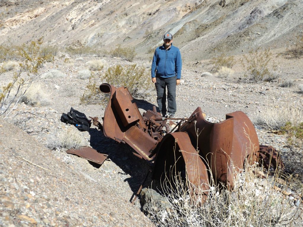 Getting a picture with the abandoned 1918 Briscoe: