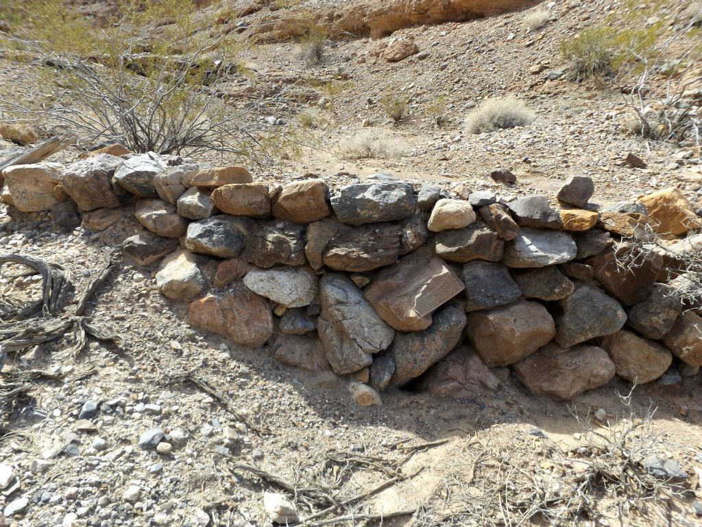 Upon reaching the area of Telephone Dry Spring, the two rock walls seen in the next two pictures are blocking the wash of a small drainage: