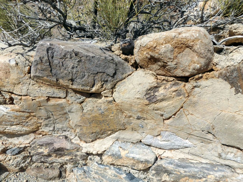 A closer look at some of the stones which have been cemented together:
