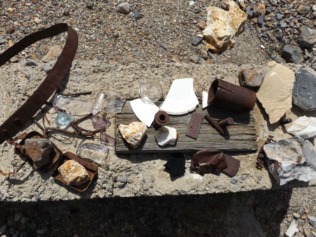 Visitors have collected some of the artifacts from the washes around the area and placed them here for viewing: