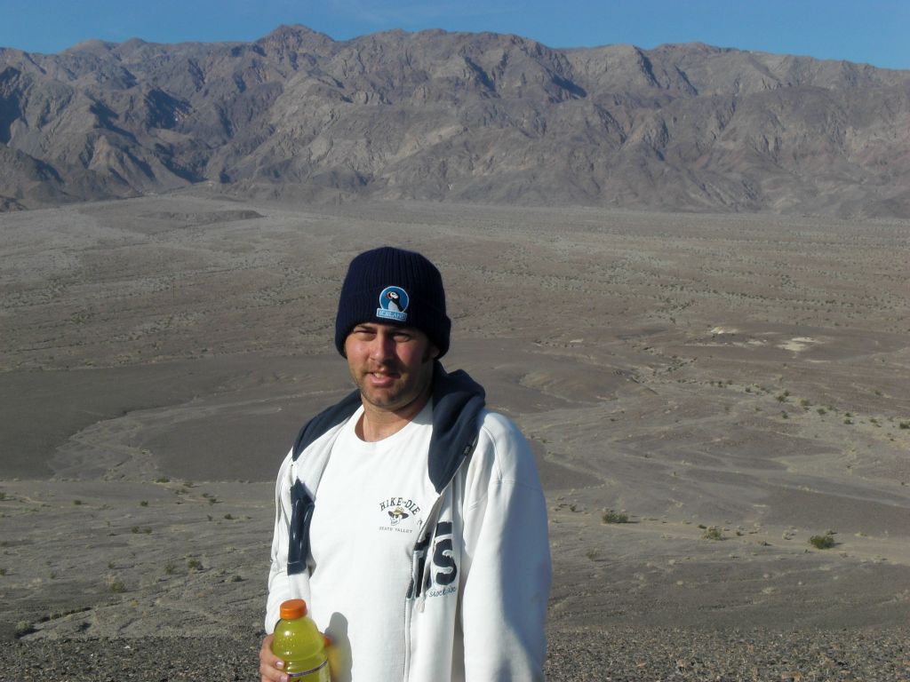 Steve at the high point of the Salt Creek Hills crossing, preparing to drop back down for a short time: