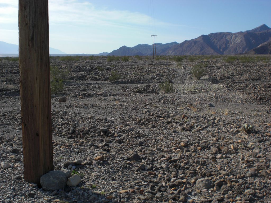 Reaching the telephone poles which stretch out in each direction: