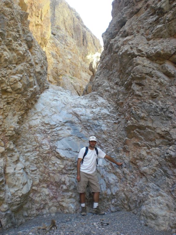 Steve found some decent hand and foot holds to the right, so he climbed the 12 foot dry fall: