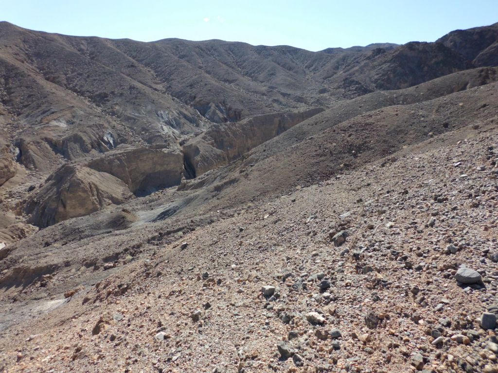 Looking into the upper canyon.  We began sidehilling right here and working our way around looking for easier terrain that was going down: