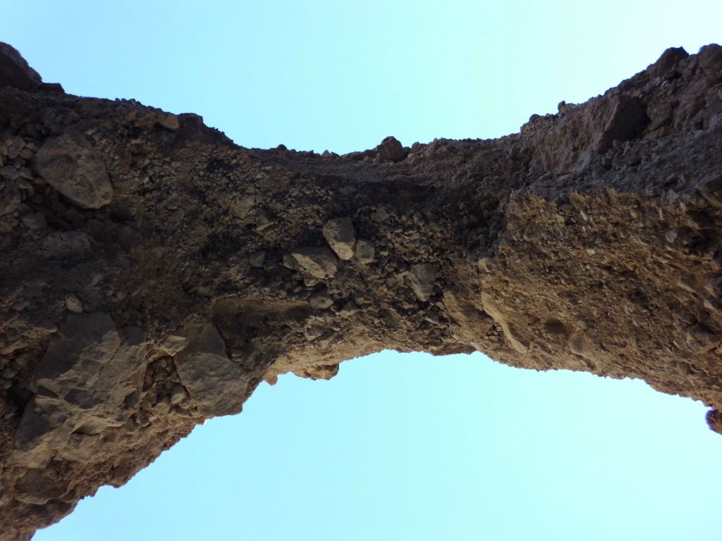 Looking straight up at Tucki Bridge from down underneath it: