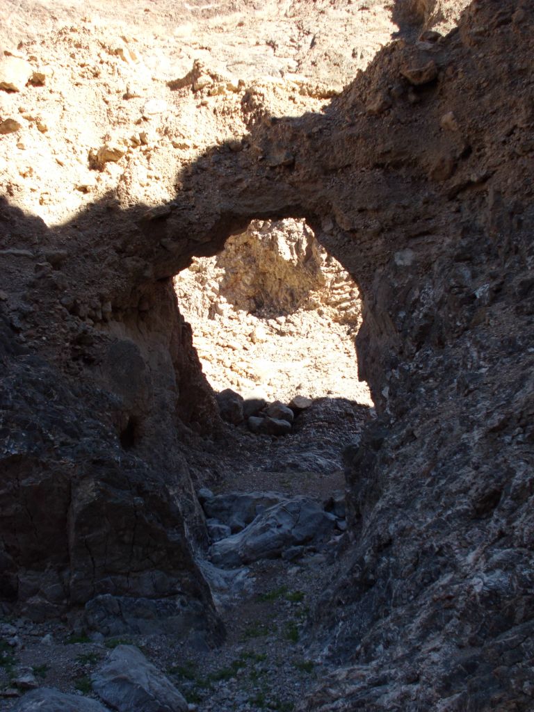 View of the bridge from the top of the sloped dry fall:
