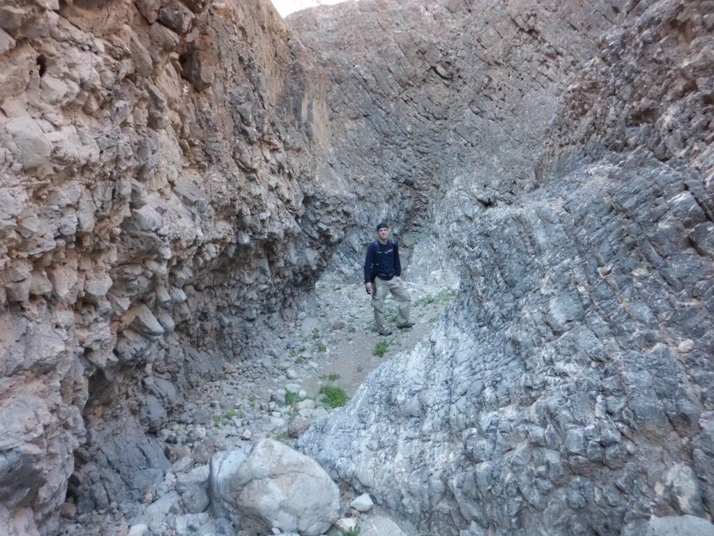 Looking back up at Tobin hiking behind me: