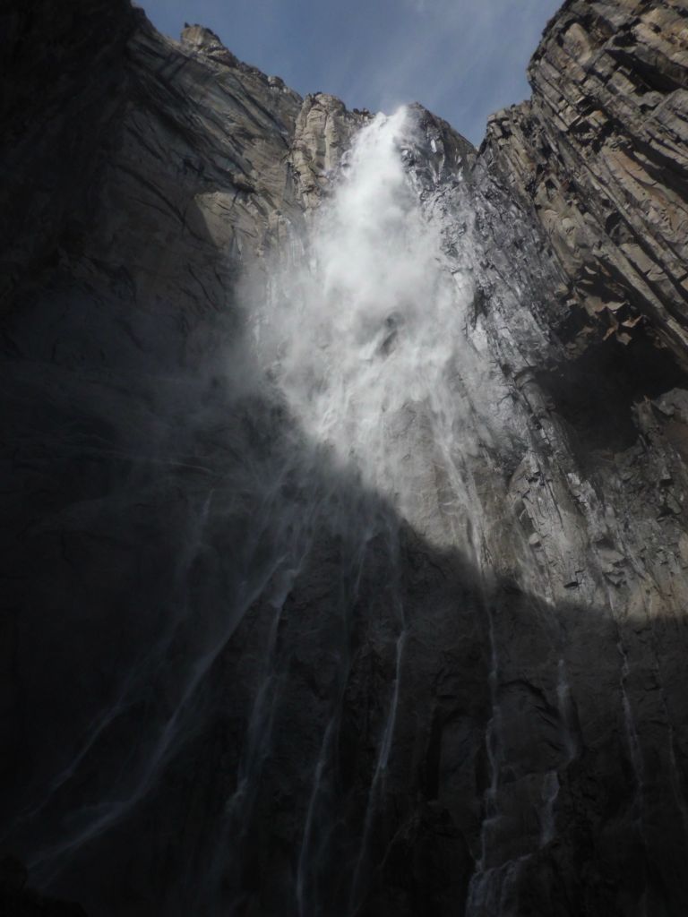 Now standing even closer to the base of the fall and looking straight up at the incredible sight: